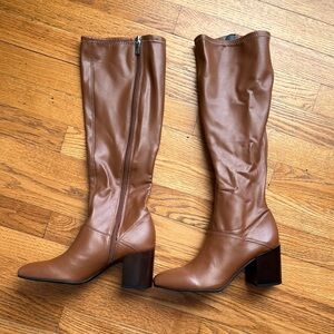 Franco Sarto L-Tribute saddle Brown Heeled Boots in Faux leather